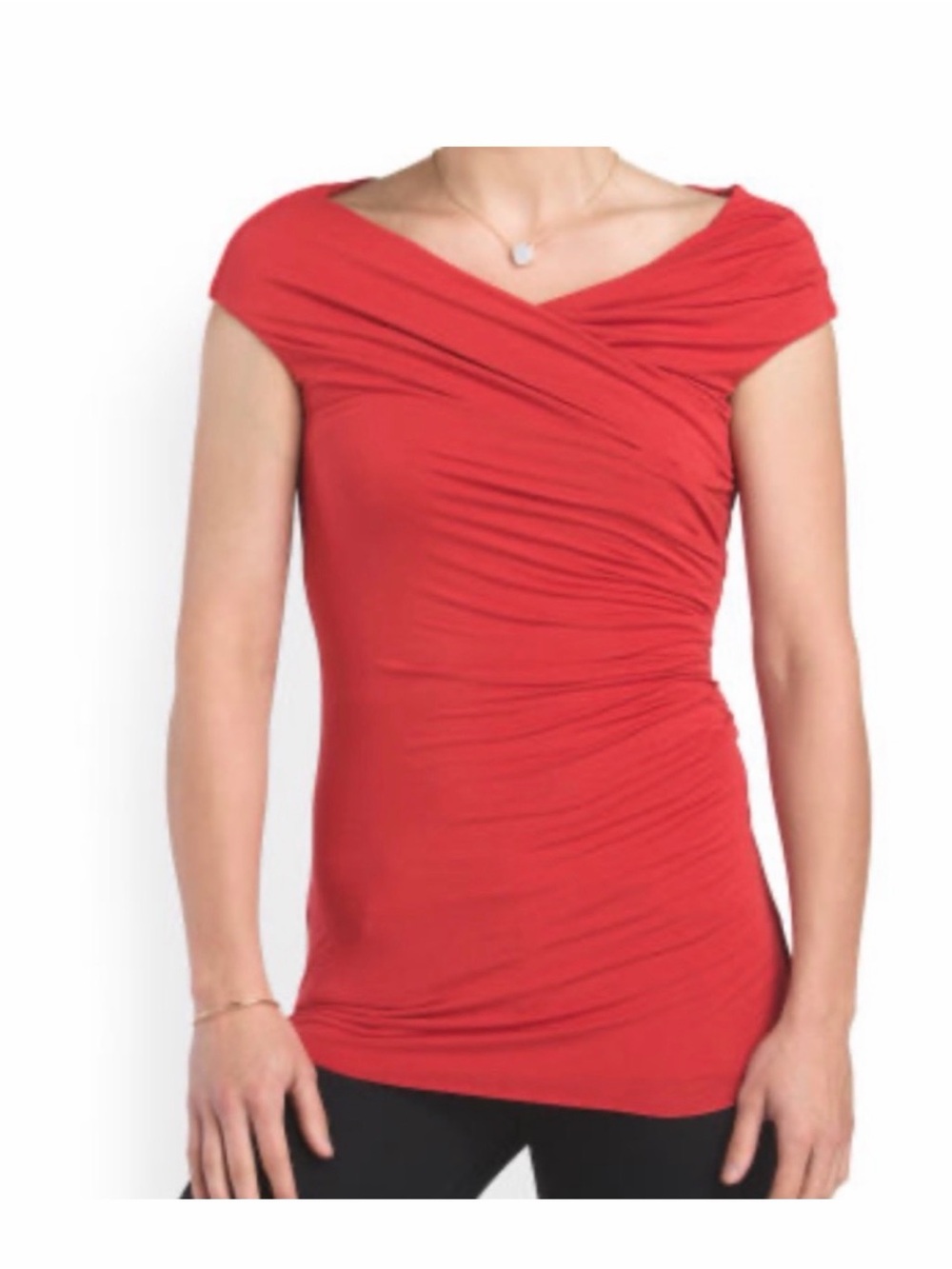 Bailey 44 Women's Off-Shoulder Ruched Tangerine Orange Tunic